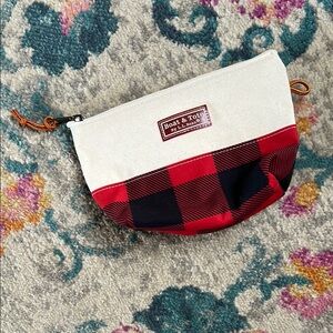 L.L. Bean Red and Black Plaid Boat & Tote Zip Pouch